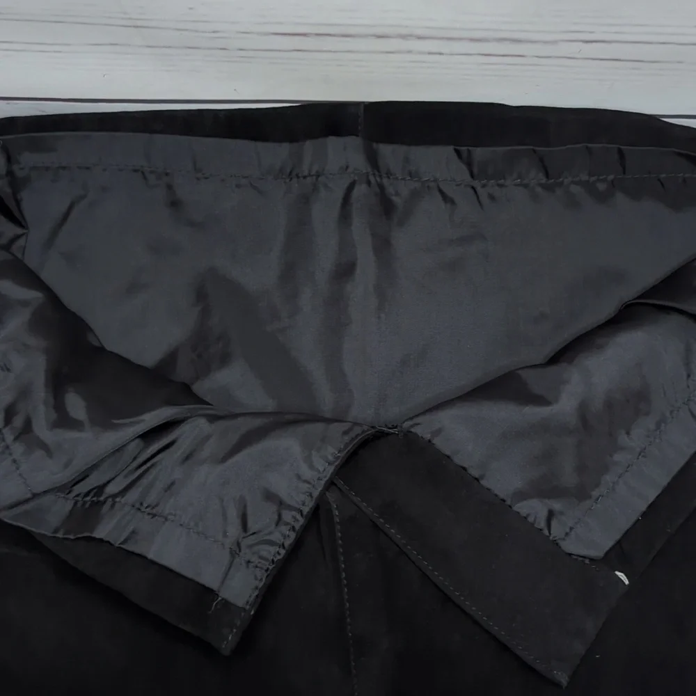 Vintage 80's Interim Black Suede Leather‎ Pencil Mini High Rise Skirt size 13